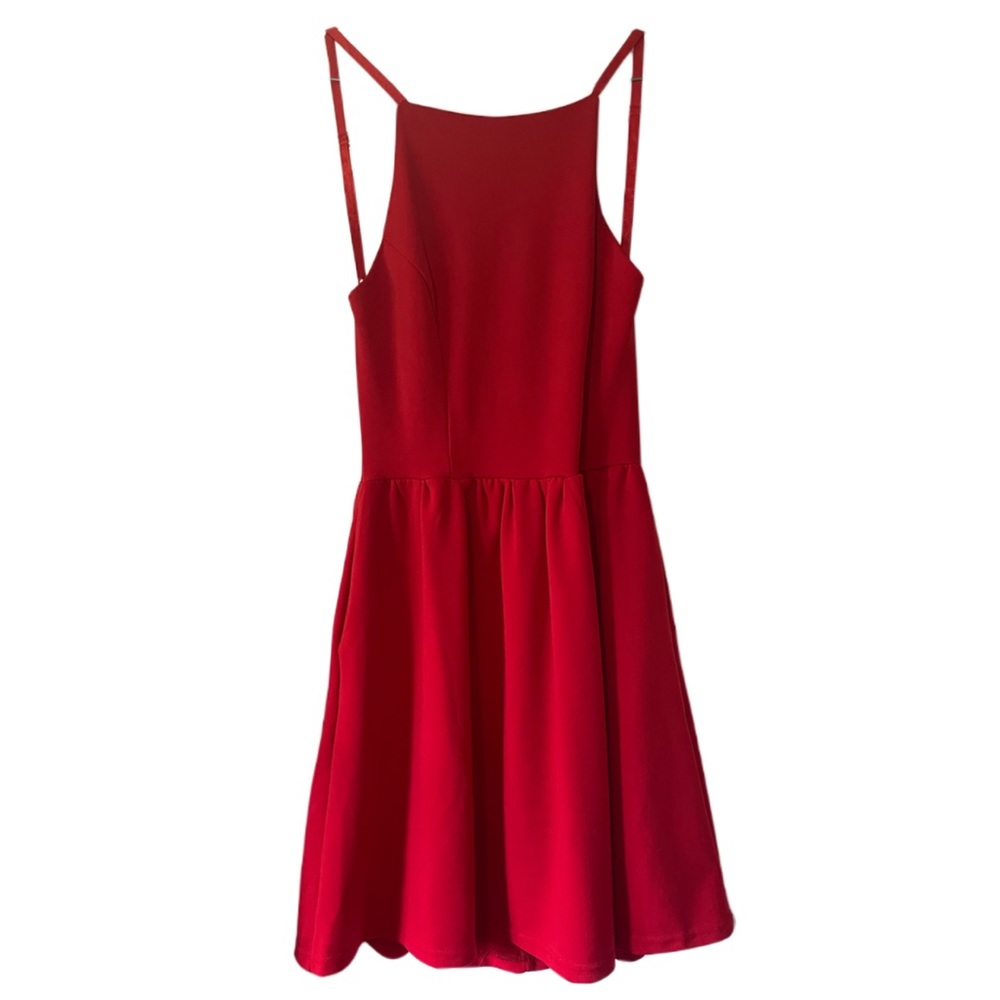 Red backless dress (with pockets!)